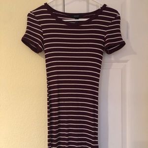 Forever 21 burgundy and white striped t-shirt dress